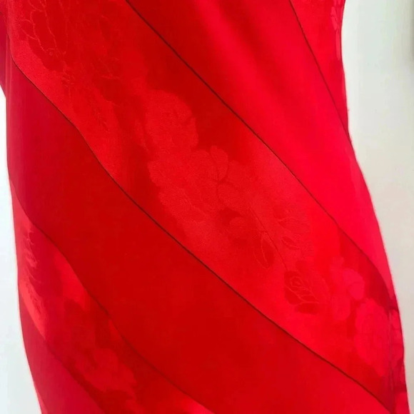 Vintage Sheer Red Nightgown with Floral Pattern Romantic Sleepwear Slip Dress - Picture 4 of 4